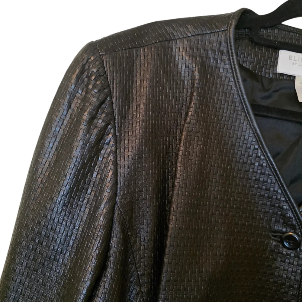 ELISABETH By Liz Clairbone Black Leather Jacket - Size‎ 18 Petite